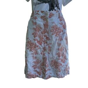 Liz Claiborne White Mini Skirt with Pink Floral Print